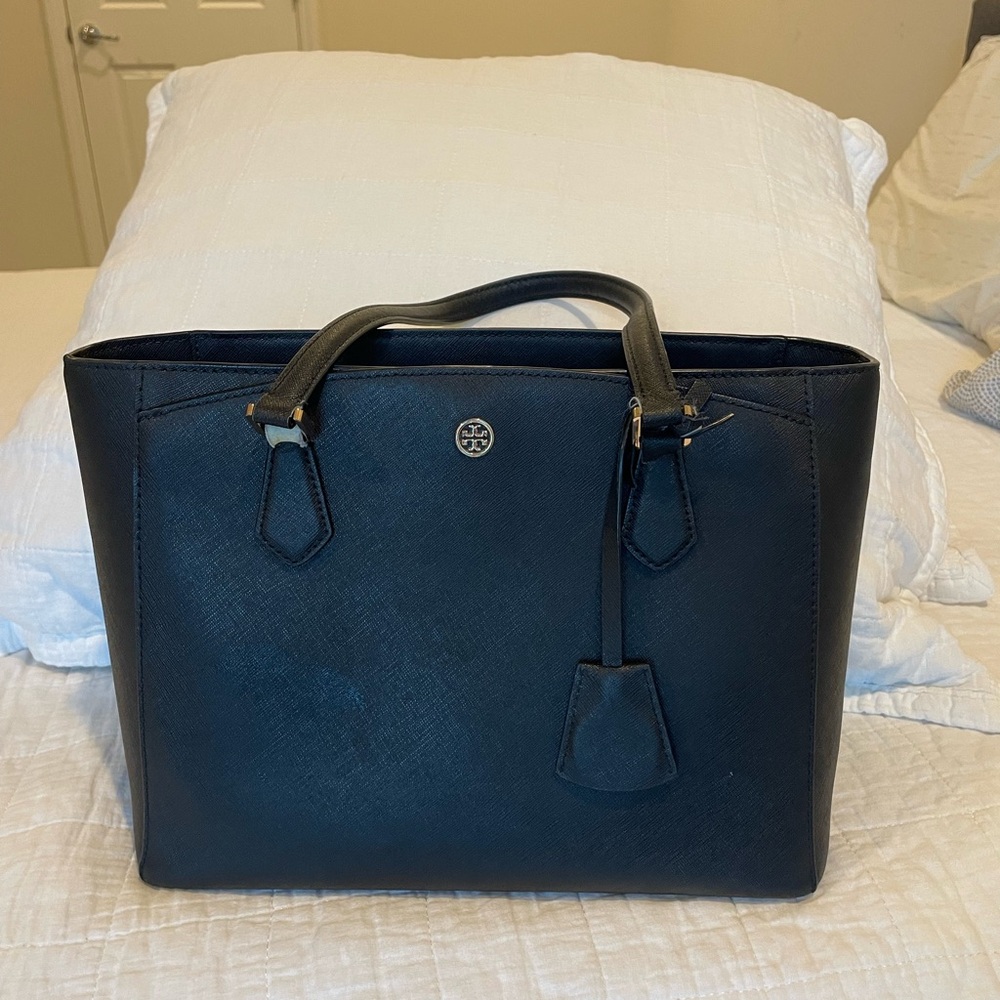 Tory Burch 3 Compartment Tote Bag Black.